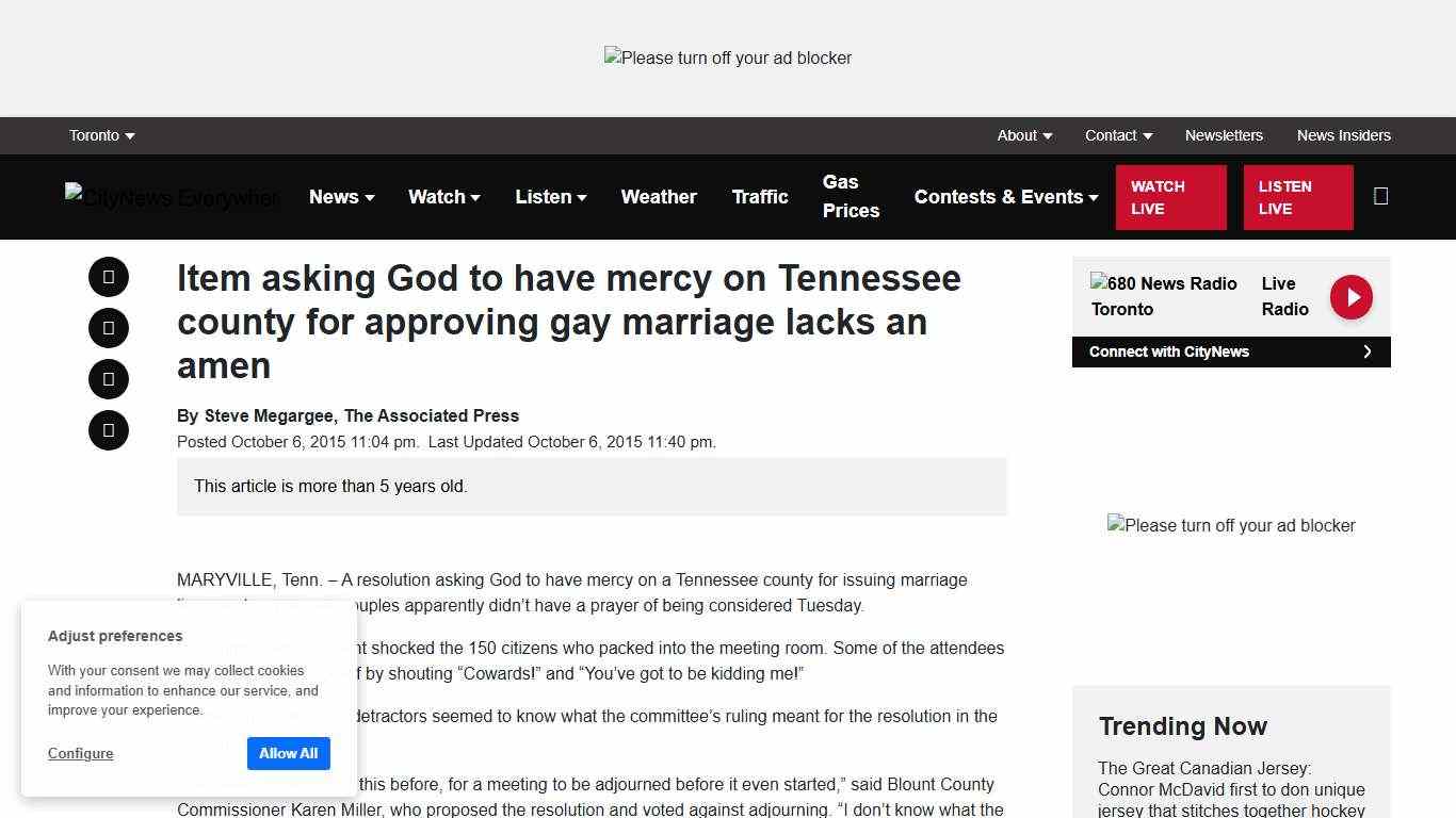 Item asking God to have mercy on Tennessee county for approving gay marriage lacks an amen