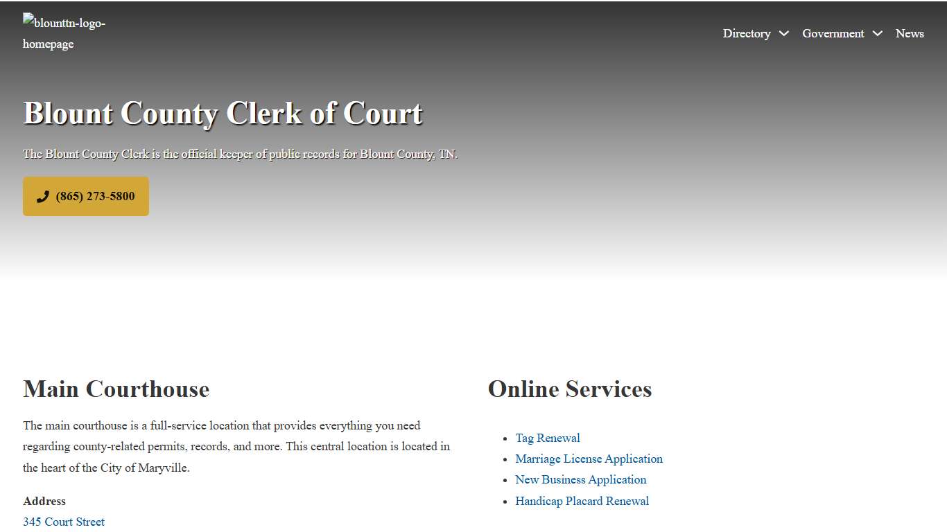 Blount County Clerk - Blount County, Tennessee